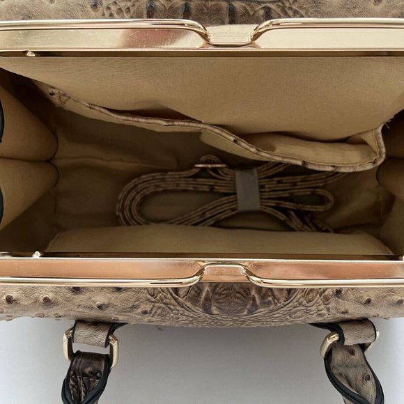 Women's Tan Alligator Skin Leather Top Handle Handbag Purse with Removable Strap - Picture 12 of 15